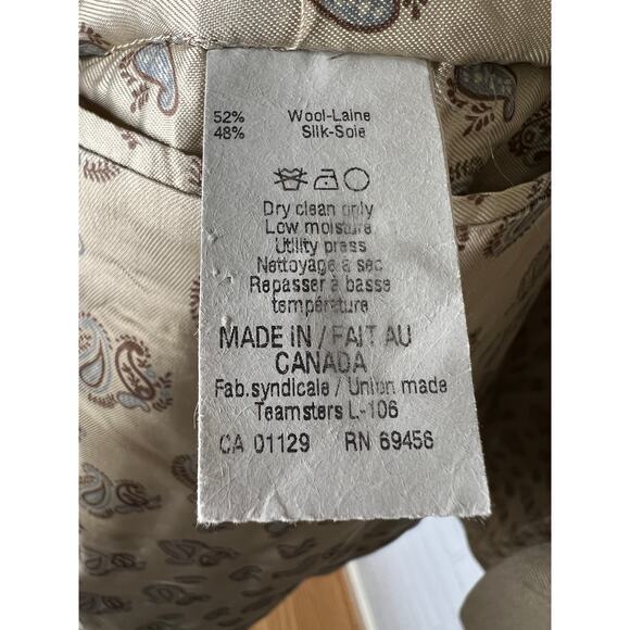 Calvin Klein Men's 40R Wool Silk Blazer 2 Button Jacket Tan Khaki Sportcoat EUC! - Picture 8 of 8